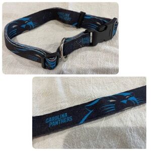 Carolina Panther NFL Black Nylon Dog Collar Sports Adjustable Size M-L